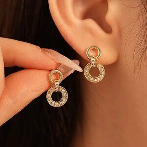 Inlay Alloy Rhinestones Drop Earrings Ear Studs